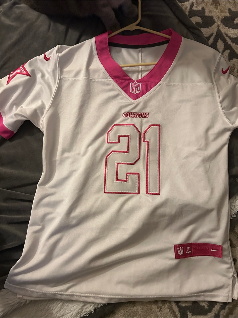 Nike White & Pink Dallas Cowboys #21  Elliott Jersey